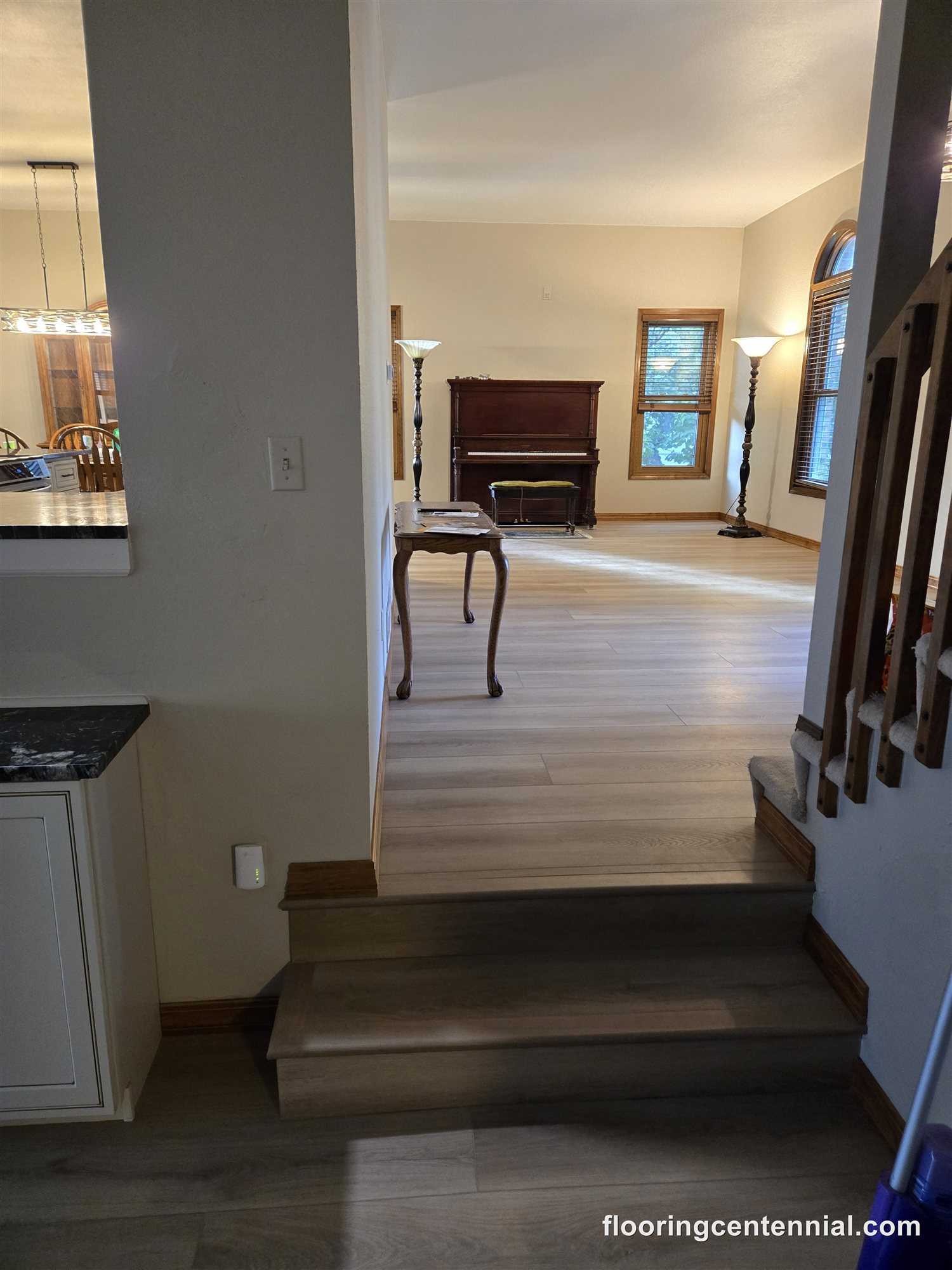 Luxury vinyl plank flooring through the main level of a Centennial home