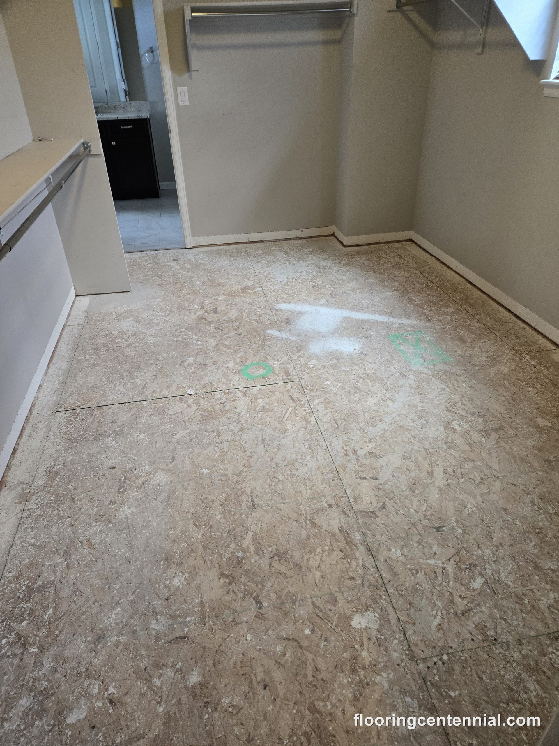 Floor prep in progress before LVP installation, Littleton CO